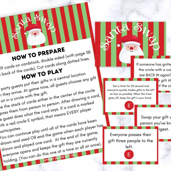 Santa Swap: Printable Holiday Gift Exchange Game with 48 Cards