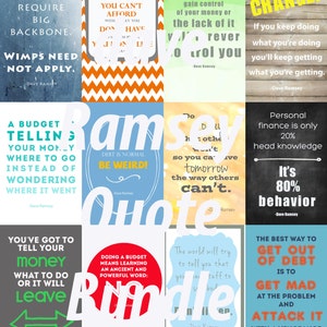 Paquete de citas de Dave Ramsey. Doce citas de Dave Ramsey sobre presupuestos y finanzas en formato de 4" x 6". ¡Descarga digital!