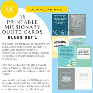 36 afdrukbare quotekaarten voor zendeling | Blues-set 1 | LDS-zendingscadeau | Digitale download | Afdrukbare LDS-citaten voor zendelingen