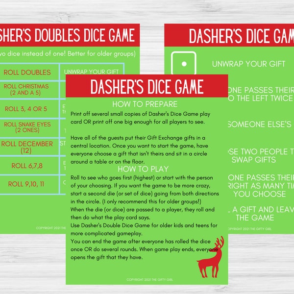 White Elephant Gift Exchange Game: Dasher's Dice Game