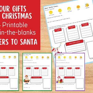Carta a Papá Noel para imprimir / Carta a Papá Noel para completar / Carta a Papá Noel / Carta navideña para imprimir / Querido Papá Noel / Plantilla de carta a Papá Noel