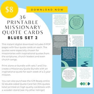 36 afdrukbare quotekaarten voor zendeling | Blues-set 2 | LDS-zendingscadeau | Digitale download | Afdrukbare LDS-citaten voor zendelingen