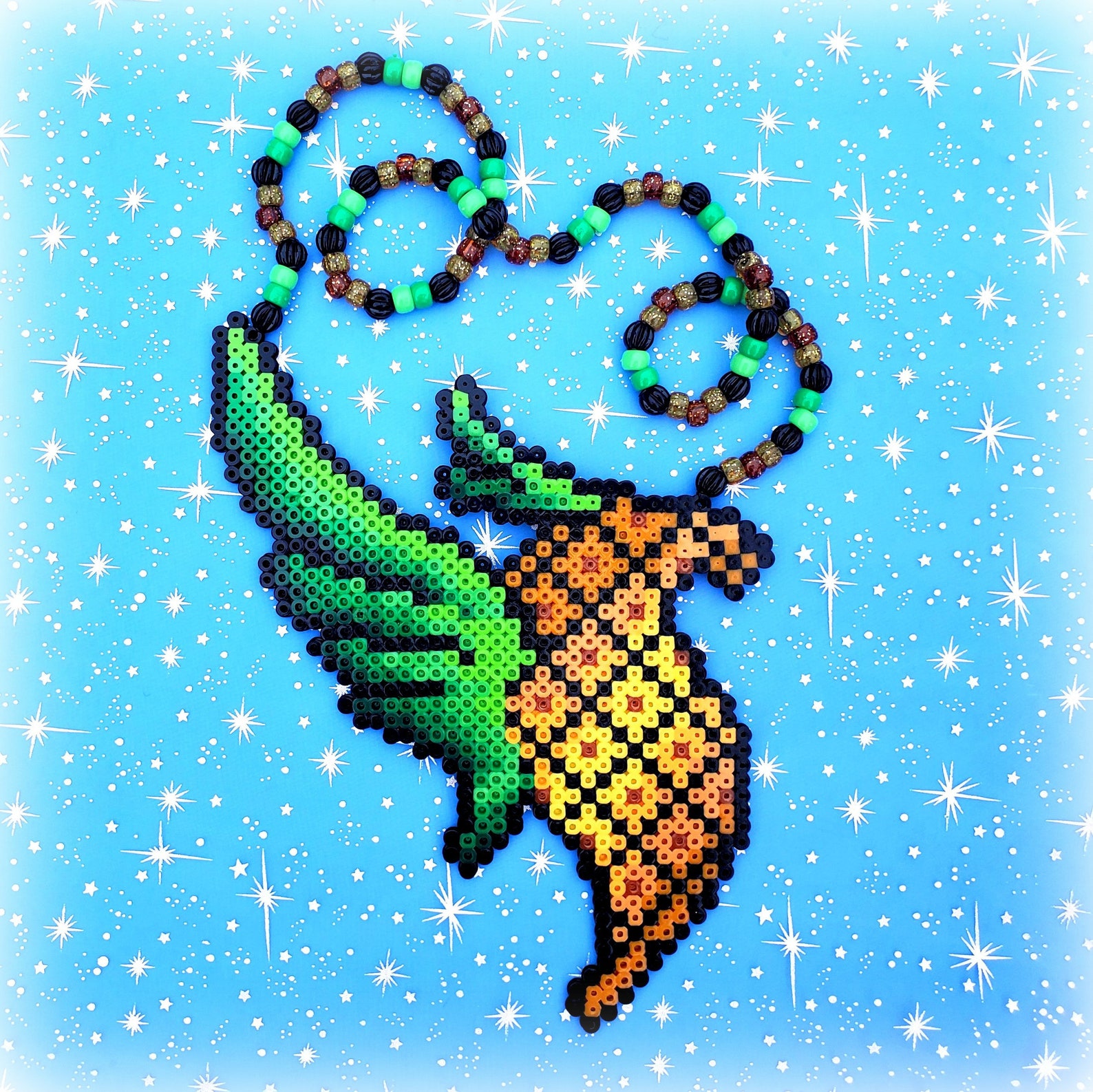Illenium Pineapple Kandi Perler Art Beaded Necklace Rave Etsy