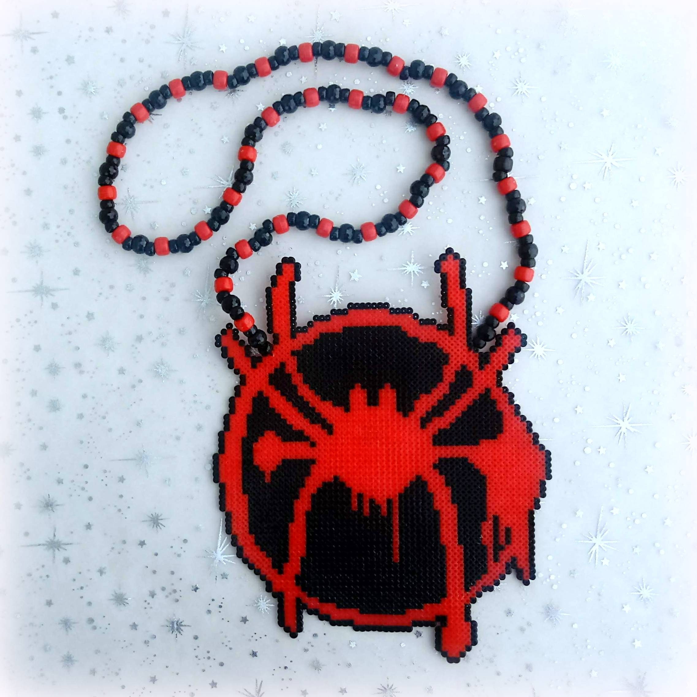 Miles Morales SpiderMan Mini Perler Bead Rave Kandi Necklace Etsy