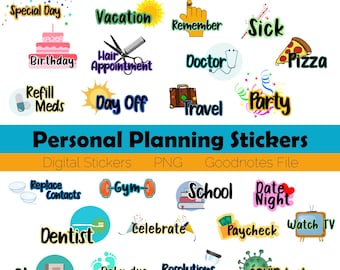 Personal Planning Digital Stickers - for digital planners and journals