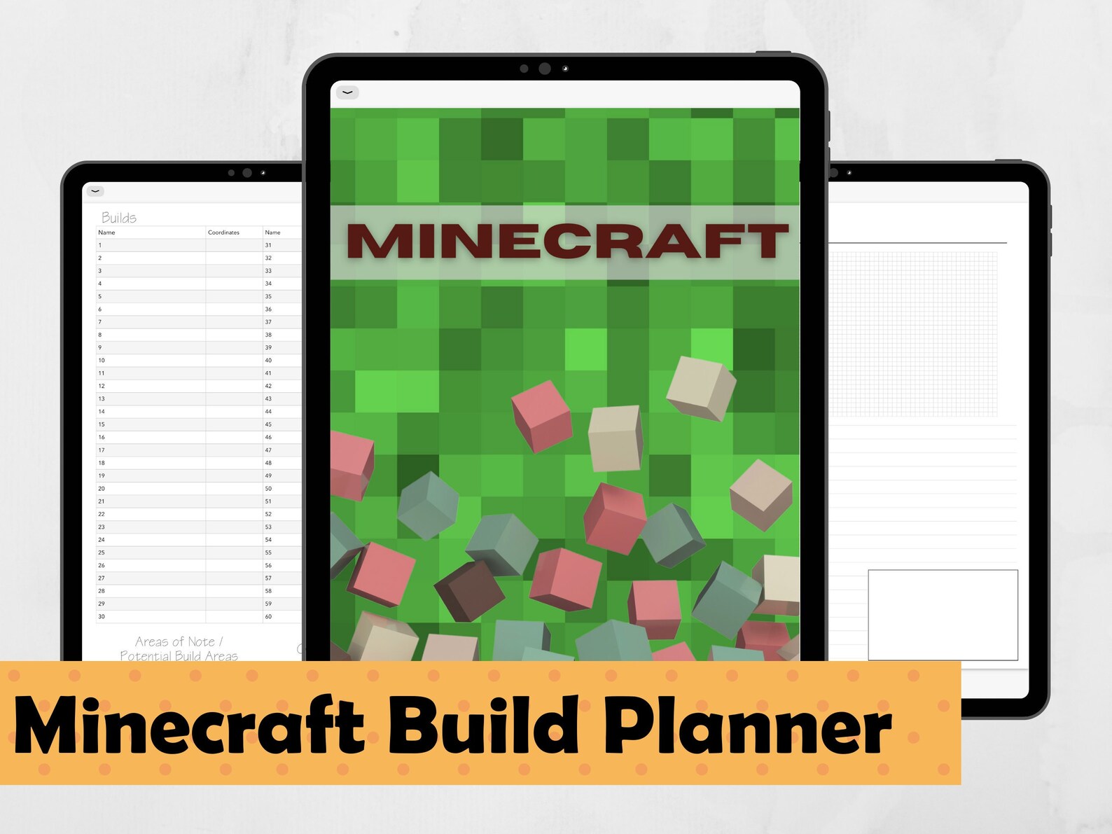 Minecraft Build Planner Digital Notebook Fully Hyperlinked Instant