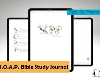 SOAP Bible Study & Prayer Journal:  Digital Journal or Printable PDFs