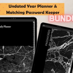 BUNDLE * Black Marble Yearly Digital Organizer + Password Keeper