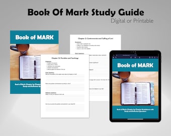 Book Of Mark Study Guide - with study & reflection questions for each chapter - Digital or Printable PDF