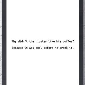 Typography Poster &quot;Why Didn&#39;t The Hipster Like His Coffee&quot; Instant Digital Download, Printable Print, Coffee Shop Bar Happy Wall Art
