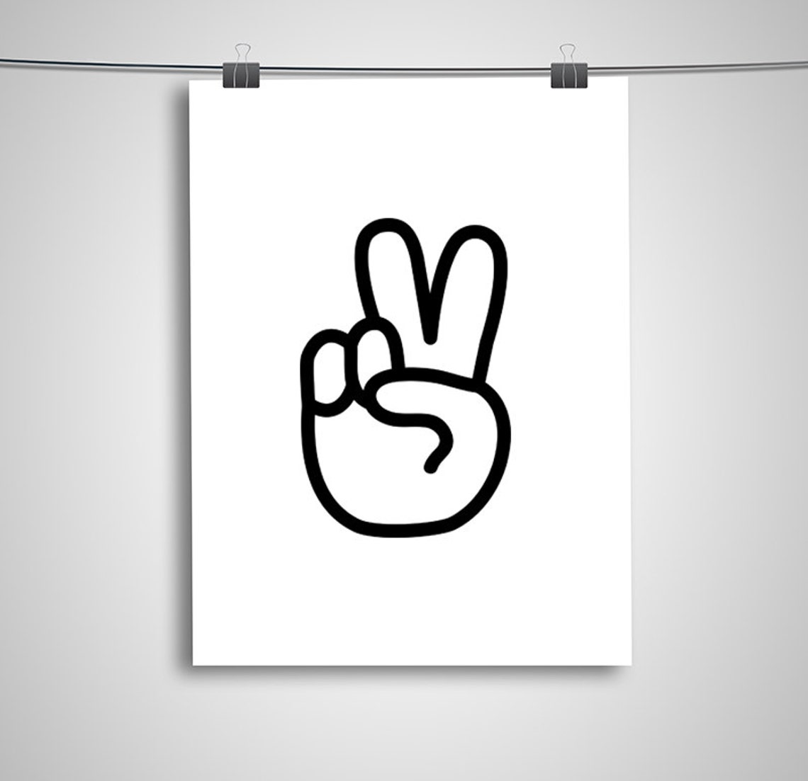 Peace Sign Emoji Black and White Fun Motivational | Etsy