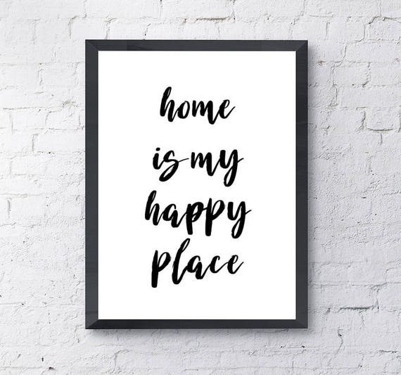 Tipografia Cartel Hogar Es Mi Lugar Feliz El Arte Etsy