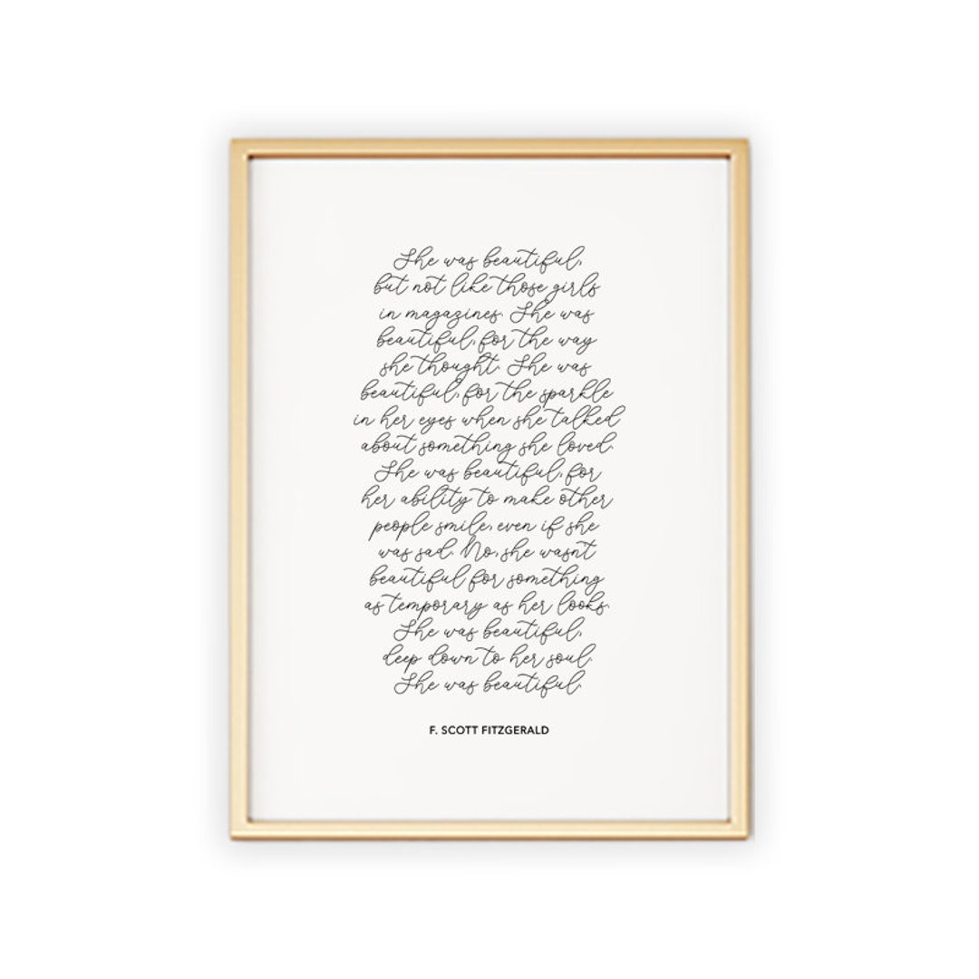 She Was Beautiful F Scott Fitzgerald Quote Motivational Inspirational