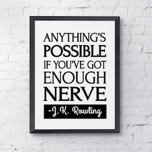 Cartel de tipografía "Todo es posible si tienes suficiente nervio" Motivacional Inspiración Feliz Impresión Pared Decoración del hogar Arte de pared de viaje