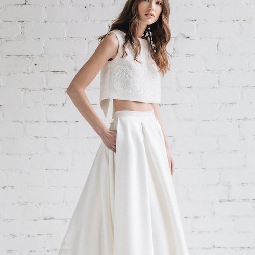 Two Piece Wedding Dress High Low Skirt 