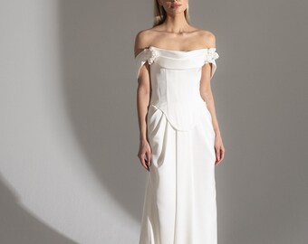 NEW Drape Wedding Dress, Two Piece Wedding Dress, Sleeveless Corset Wedding Dress, Bridal Separates - DEVINE