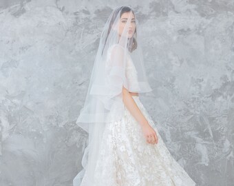 Velo de boda simple // VICTORIA - Velo de borde de cinta, Velo de gota de crin de caballo de 2 '' con colorete, Velo de borde de cinta