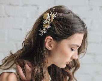 Wedding Hair Piece, Bridal Hair Comb, Gold Floral Hair Accessory , Couture Bridal Hair Accessories / PRE-ORDER