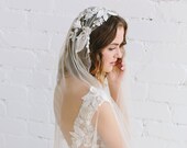 Bespoke Veil with 3D Flowers, Lace Wedding Veil, Floral Juliet Cap Veil For Boho Bride - ADRIANNE