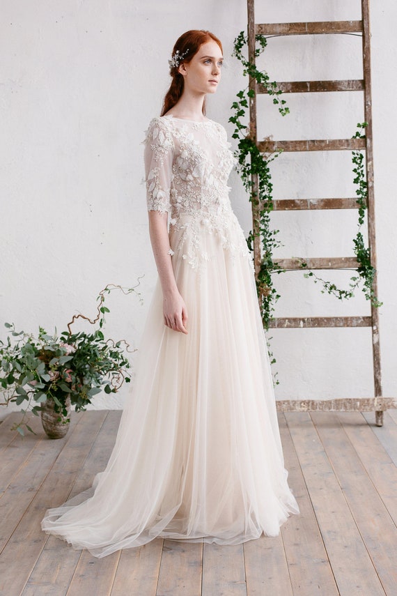 3d lace gown
