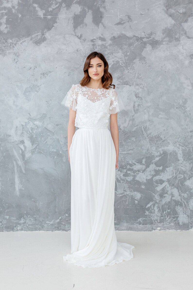 chiffon skirt with train