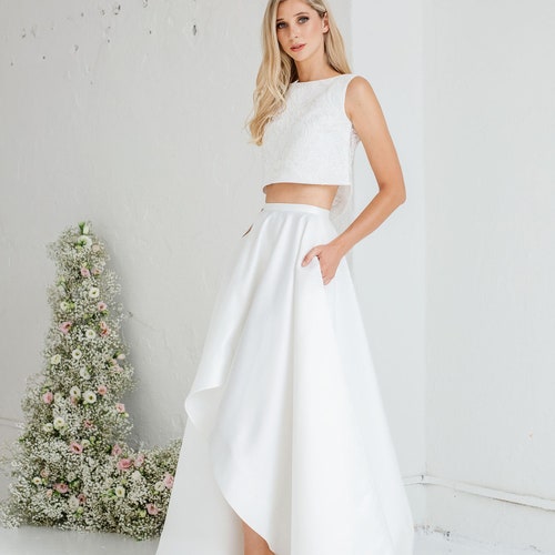 Unique Two Piece Wedding Dress Bridal Separates crop Top - Etsy