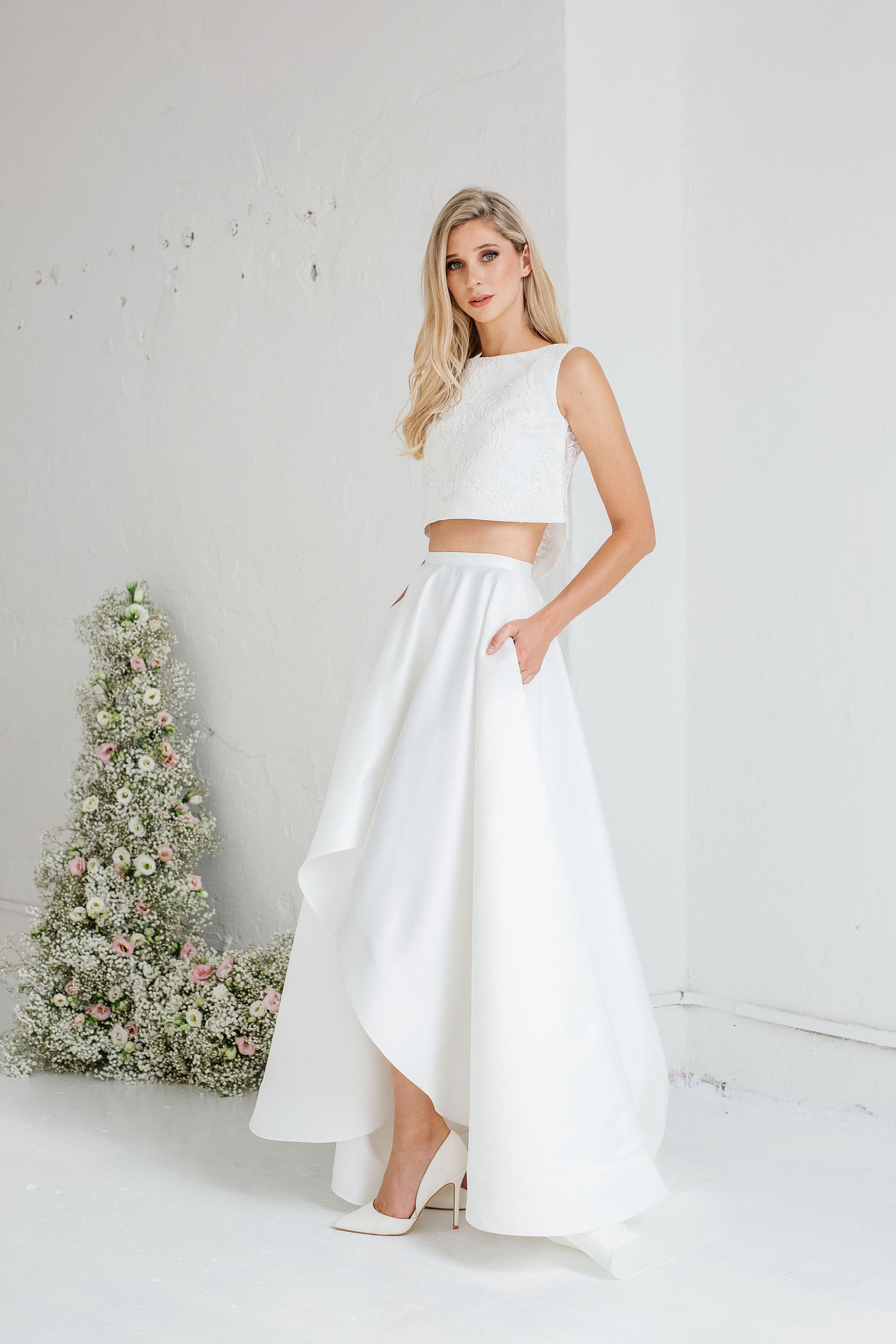 Two Piece Wedding Dress With Cascade ...