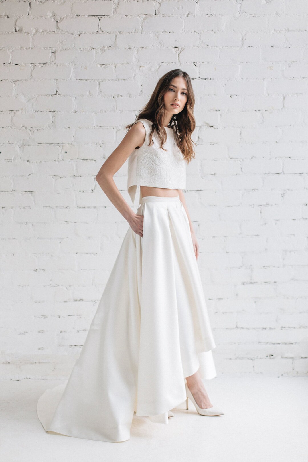 Vestido de novia de dos piezas falda de boda alta alta - Etsy España Vestido de novia de dos piezas falda de boda alta alta - Etsy España
