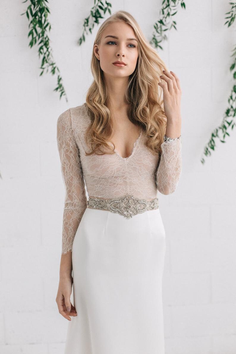bridal bodysuit with sleeves