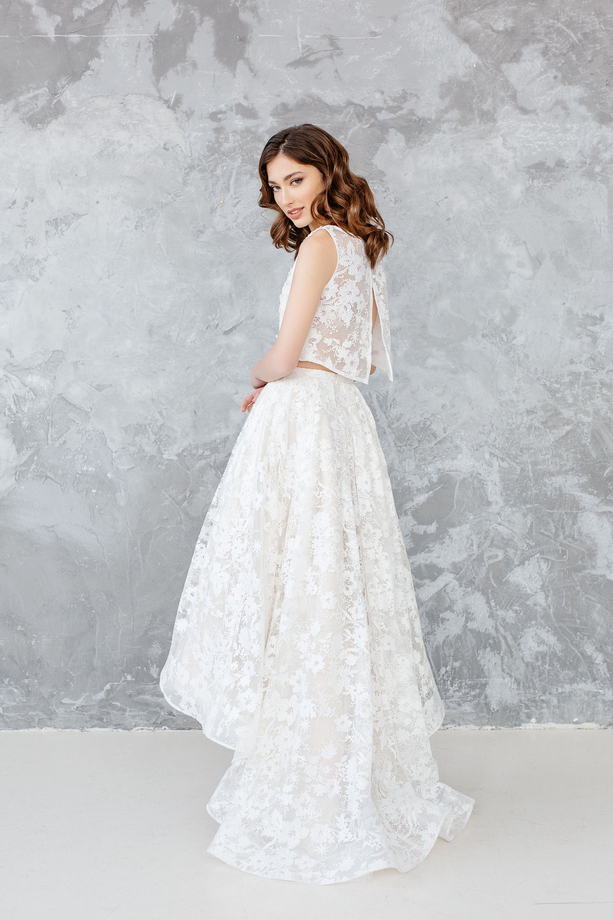 Two Piece Wedding Dress Akvile Lace Wedding Skirt Open Etsy