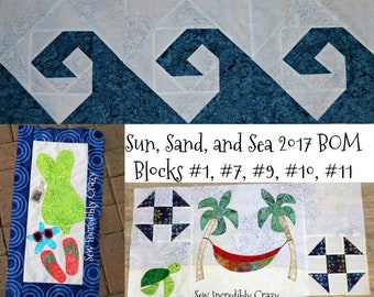 The 2017 Sun, Sand, and Sea BOM Block #1, #7, #9 , #10, #11 {Digitial Patterns}