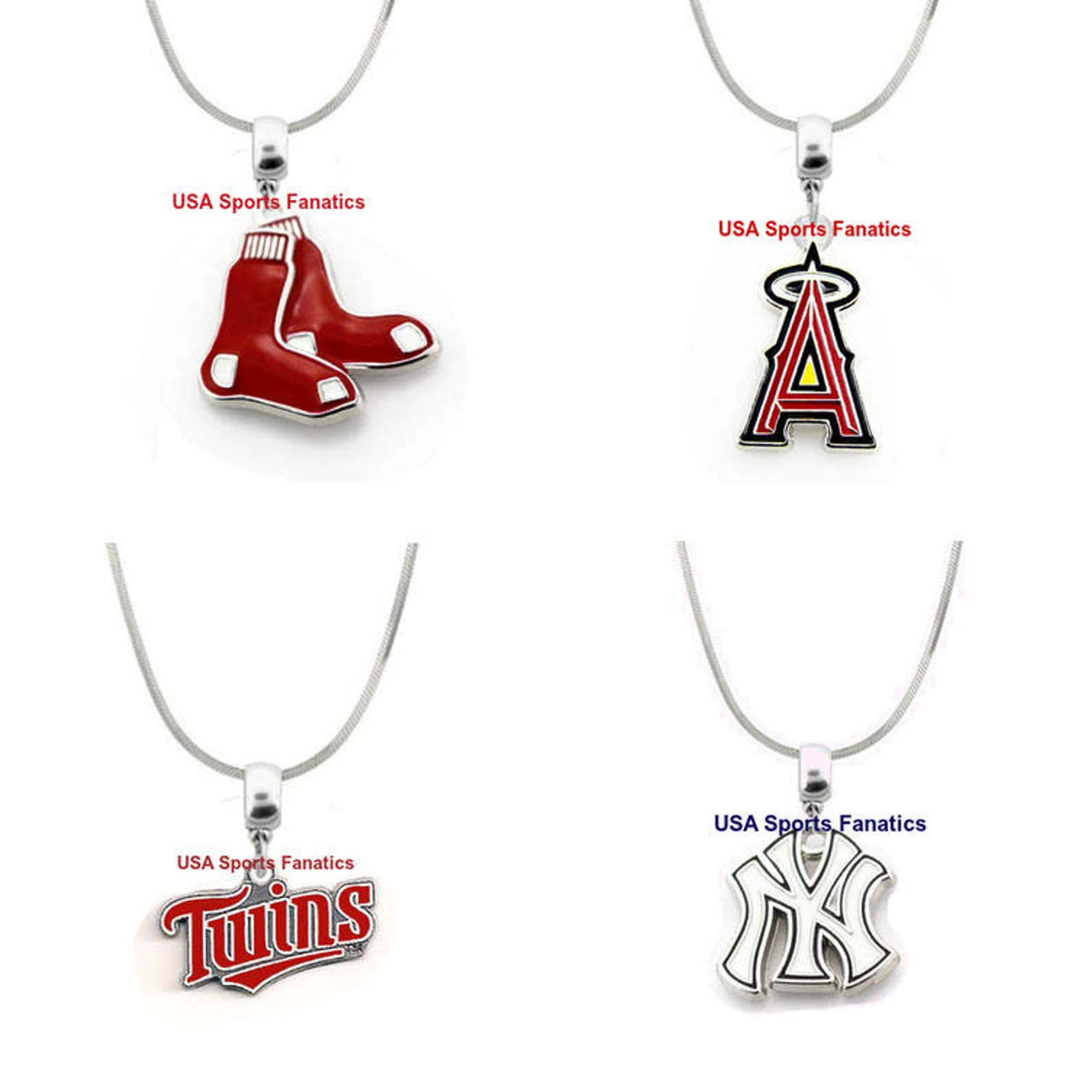 MLB Team Logo Pendant Necklace On A 925 Sterling Silver Etsy