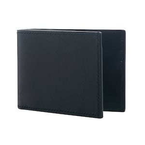 Cartera delgada de cuero curtido vegetal cosida a mano con ventana de identificación