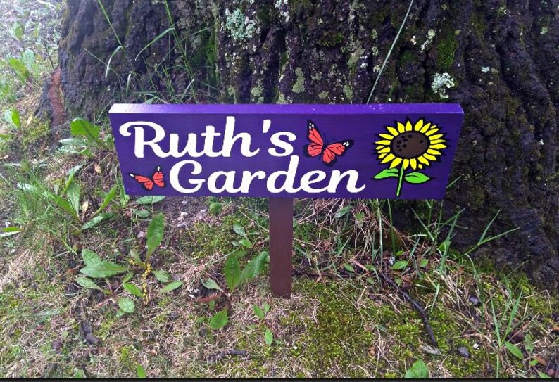 Sunflower Garden Sunflower Decor Purple Sign Garden Sign Etsy