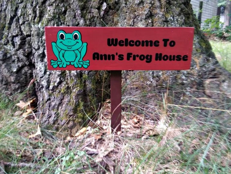 Frog Decor Frog Sign Outdoor Wood Sign Personalized Sign Etsy