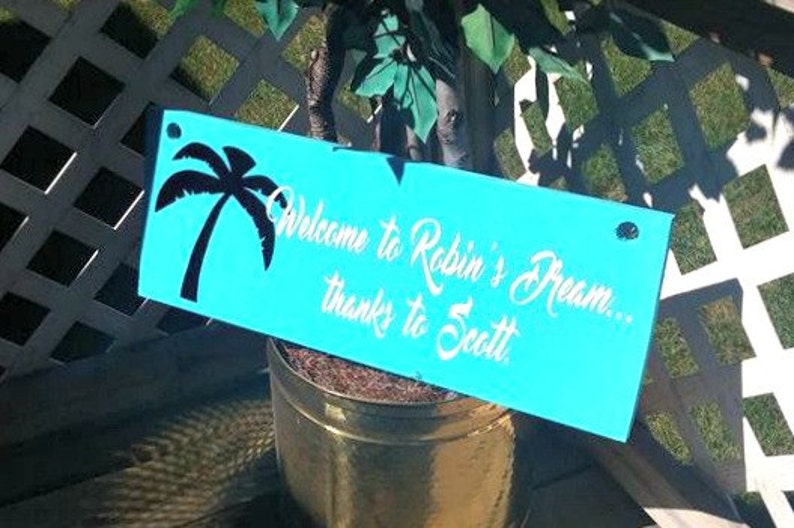 Palm Tree Sign Hanging Outdoor Sign Wood Sign Paradise Etsy