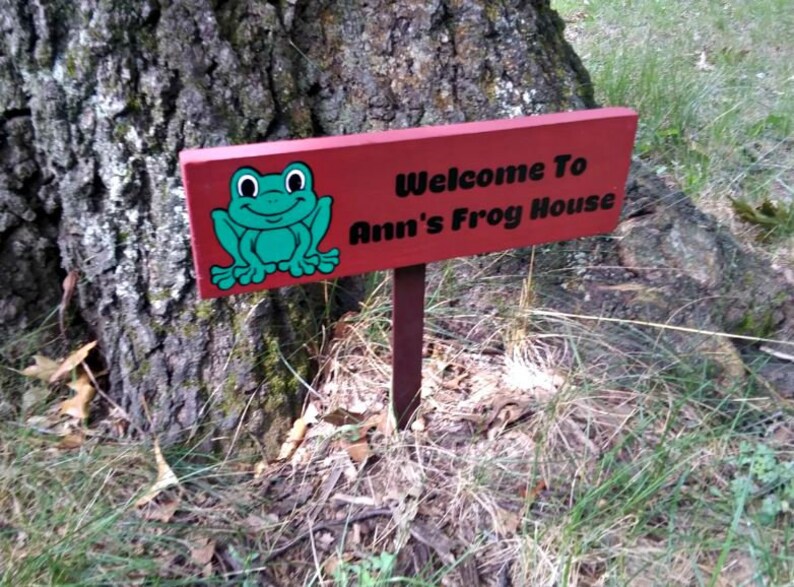 Frog Decor Frog Sign Outdoor Wood Sign Personalized Sign Etsy