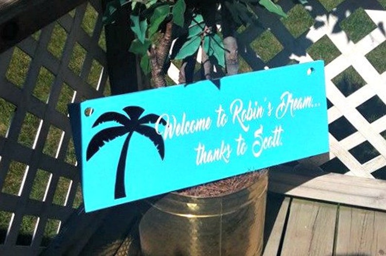 Palm Tree Sign Hanging Outdoor Sign Wood Sign Paradise Etsy