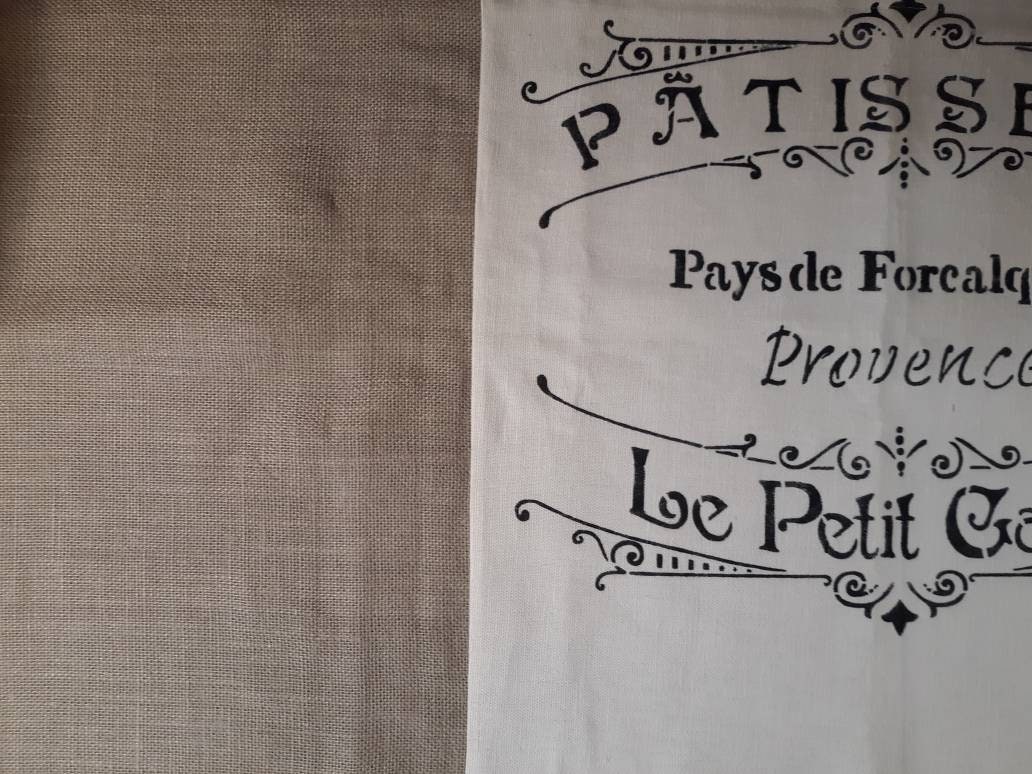 Custom Made Large French Country Script Linen and Burlap | Etsy