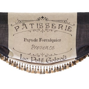 Custom Made Large French Country Script CAFE PARIS Or Patisserie Shop Burlap Valance