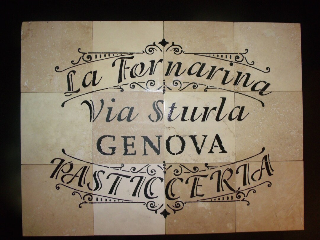 Italian Country Script: PASTICCERIA /bakery Shop 100% Travertine Back ...