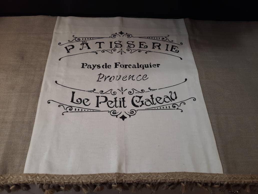 Custom Made Large French Country Script Linen and Burlap | Etsy