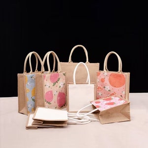 Personalized Jute bag transparent PVC film splicing visual shopping bag large capacity great alternative to bridesmaids proposal boxes