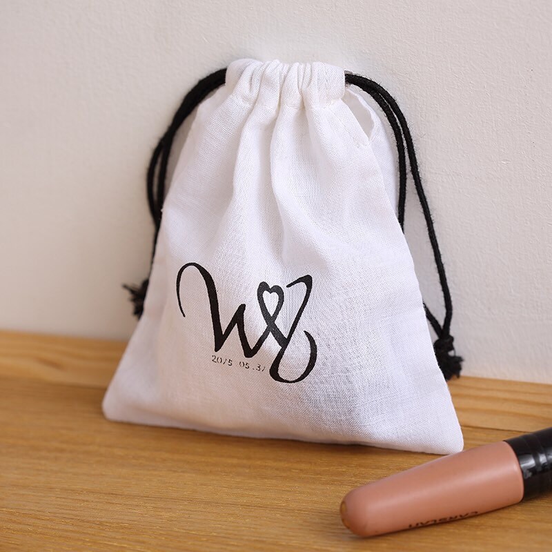 personalize bag Custom  wedding favor bag ultra-thin super white cotton bag Muslin bag- xyhk12