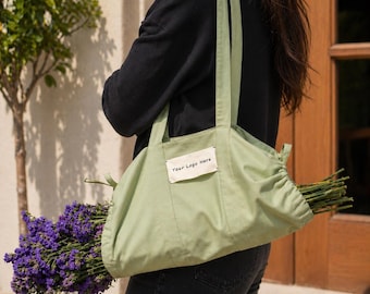Personalizowana torba płócienna na bukiet: Ekologiczny branding kwiatowy, torba na narzędzia ogrodowe