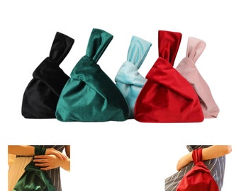 Customizable multi-color Acetate high-density satin mini knot bags,  cosmetic bags, wrist, evening bags, wrist bags