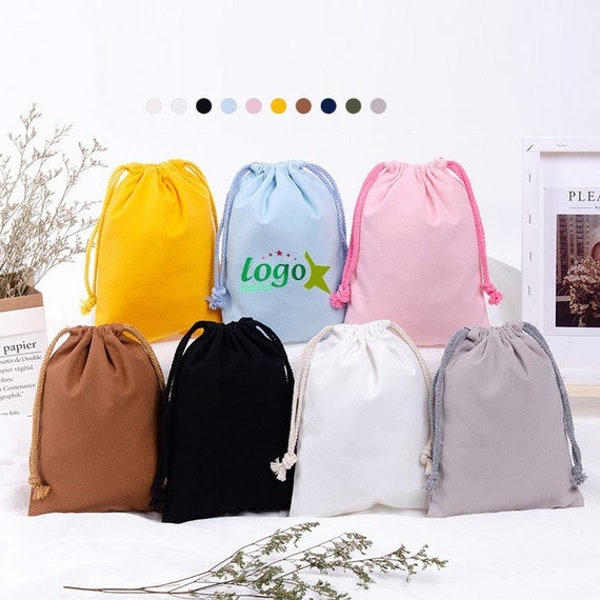 Custom 100% cotton colorful Drawstring bag Bundle pocket Reusable cotton cloth bag Multipurpose storage bag Multiple colors -cnbl004