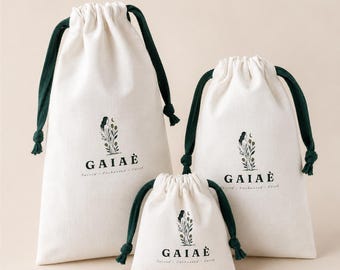 Custom Canvas Drawstring Bags, Bulk Logo Pouches, 8oz Cotton Packaging For Brands