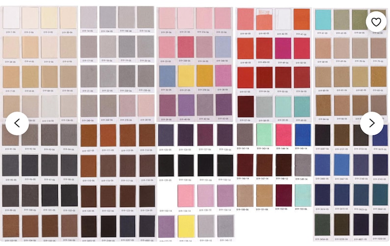 May include: A color chart with 100 different fabric swatches. The swatches are arranged in rows and columns, and each swatch has a number printed on it. The colors range from light to dark, and include shades of beige, gray, brown, pink, yellow, red, blue, and green.