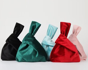 Individuelle Mini-Knotentaschen aus Samt in verschiedenen Farben, japanische Knotentaschen, Schminktaschen, Abendtaschen, Handgelenktaschen, perfekte Geschenke für Sie